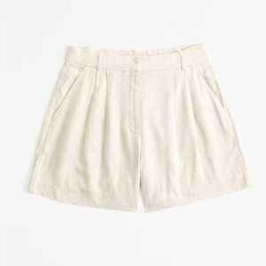 Abercrombie Curve Love A&F Sloane Tailored Linen-Blend Short Size 26 Light Beige